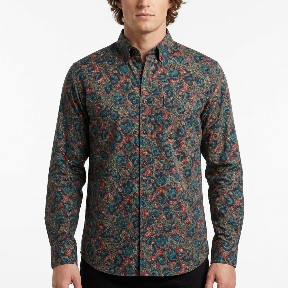 NWT Lawton Harbor Multicolor Floral Button-Up Shirt Men Size M